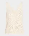 Naadam Open Crochet Pima Cotton Tank In White