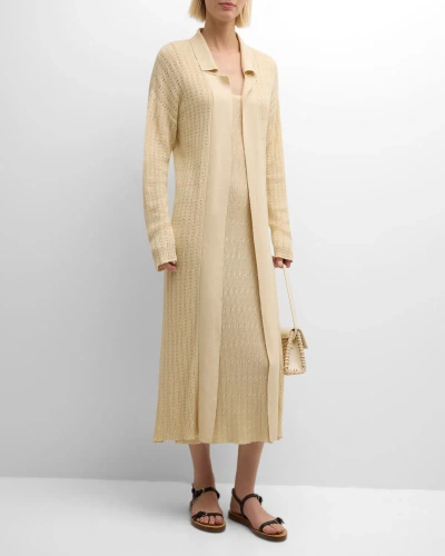 Naadam Open-front Cable-knit Duster Cardigan In Cream