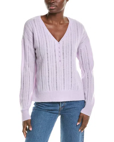 Naadam Open Stitch Cashmere Henley In Purple