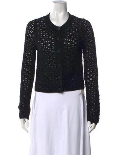 Pre-owned Naadam Patterned Crew Neck Sweater In Black