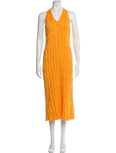 Pre-owned Naadam Patterned Midi Length Dress In Orange