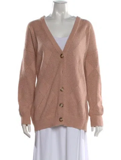 Pre-owned Naadam Patterned V-neck Sweater In Pink