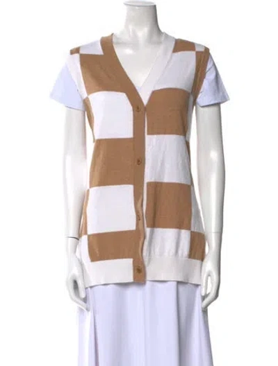 Pre-owned Naadam Plaid Print V-neck Sweater In Multi