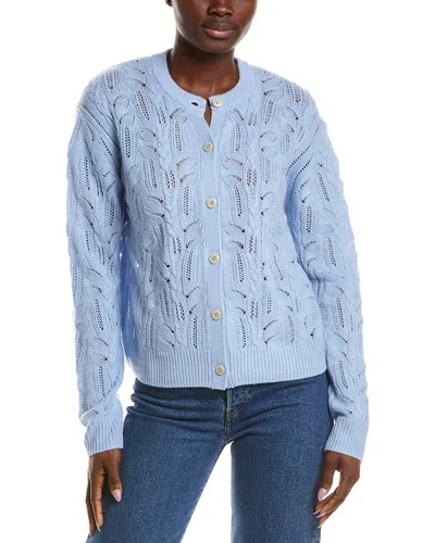 Naadam Premium Wool & Cashmere-blend Pointelle Cardigan In Blue
