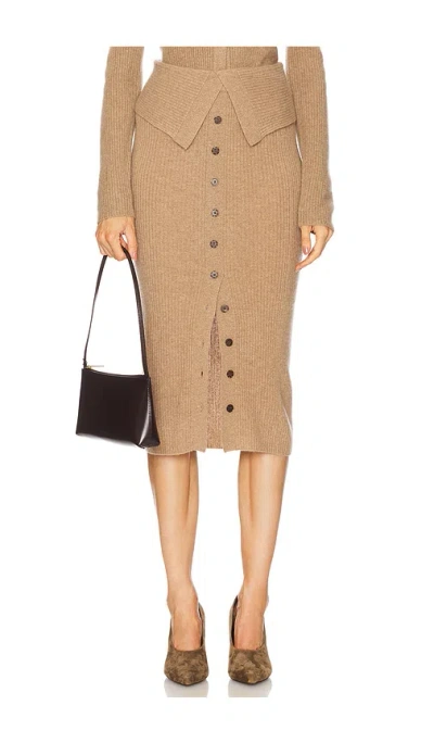 Naadam Ribbed Asymmetrical Skirt In 深咖啡色