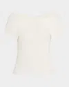 Naadam Ribbed Bateau-neck Foldover Top In White