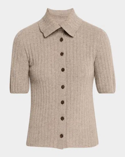 Naadam Ribbed Cashmere Button-down Sweater In Timber