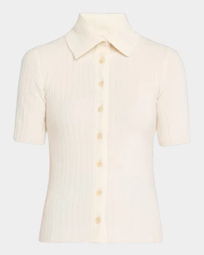 Naadam Ribbed Cashmere Button-down Sweater In White