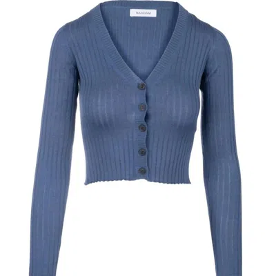 Naadam Ribbed Cropped Cardigan In Nautical Blue