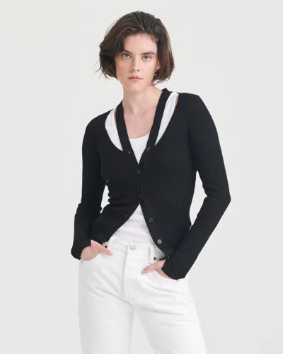 Naadam Ribbed Cut Out Cardigan In Black