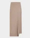 Naadam Ribbed Luxe Cashmino Midi Skirt In Timber
