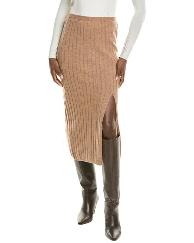 Naadam Ribbed Wool And Cashmere-blend Midi Skirt In Brown