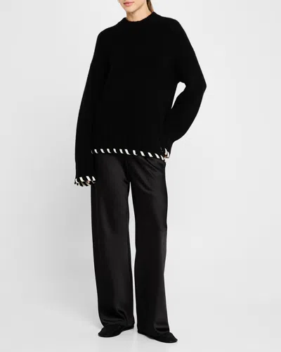 Naadam Ribbed Wool-cashmere Crewneck Sweater In Black