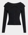 Naadam Ribbed Wool-cashmere Foldover Cardigan In Smoke