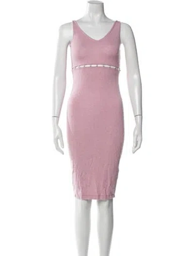 Pre-owned Naadam Scoop Neck Knee-length Dress In Pink
