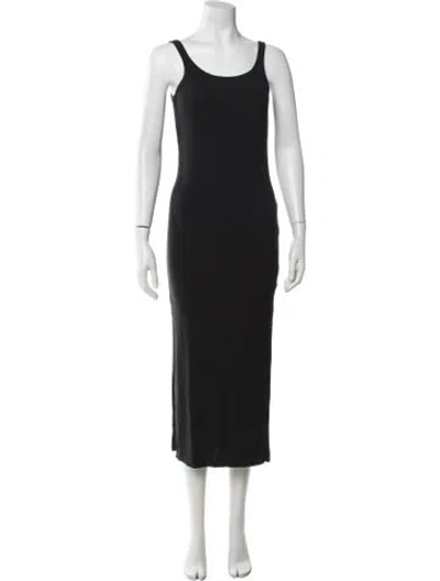 Pre-owned Naadam Scoop Neck Long Dress In Black