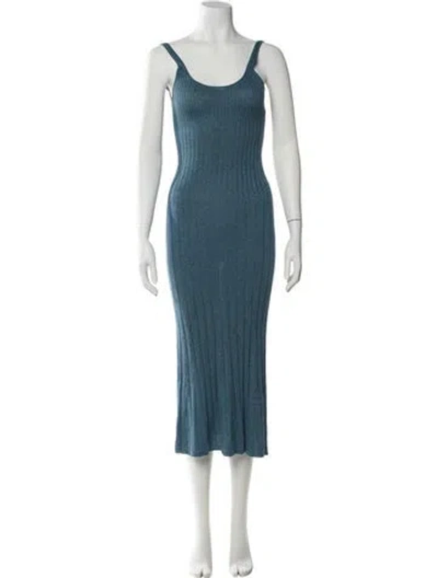 Pre-owned Naadam Scoop Neck Long Dress In Blue