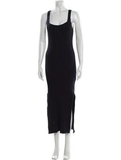 Pre-owned Naadam Scoop Neck Long Dress In Blue