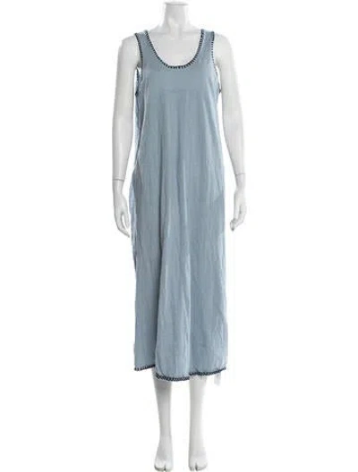 Pre-owned Naadam Scoop Neck Long Dress In Blue
