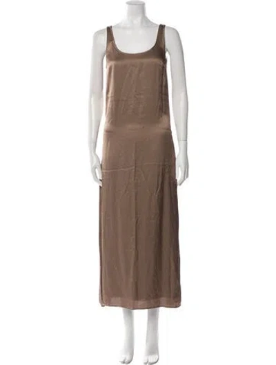Pre-owned Naadam Scoop Neck Long Dress In Brown