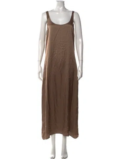 Pre-owned Naadam Scoop Neck Long Dress In Brown