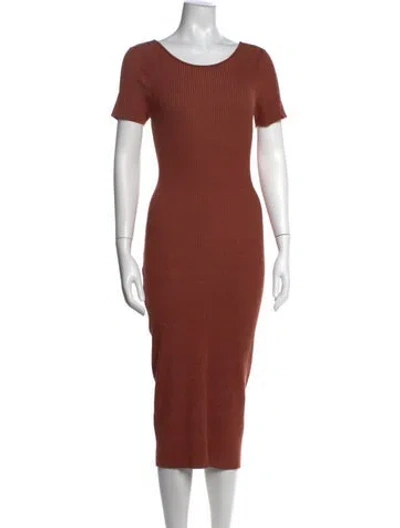 Pre-owned Naadam Scoop Neck Midi Length Dress In Neutrals