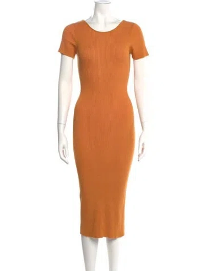 Pre-owned Naadam Scoop Neck Midi Length Dress In Orange