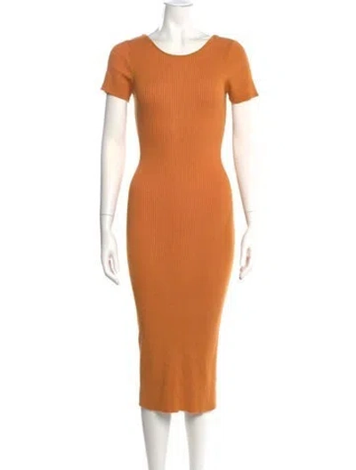 Pre-owned Naadam Scoop Neck Midi Length Dress In Orange