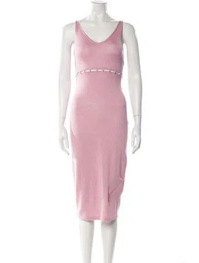Pre-owned Naadam Scoop Neck Midi Length Dress In Pink