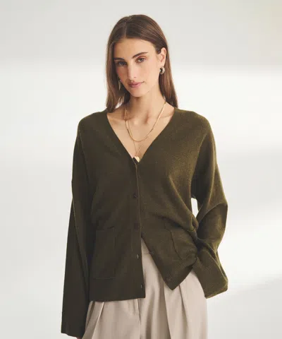 Naadam Signature Cashmere Boxy Cardigan In Green