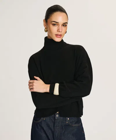Naadam Signature Cashmere Boxy Turtleneck Sweater In Black