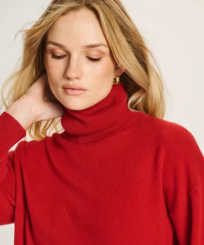 Naadam Signature Cashmere Boxy Turtleneck Sweater In Red
