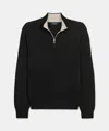Naadam Signature Cashmere Color Blocked Quarter Zip In Black