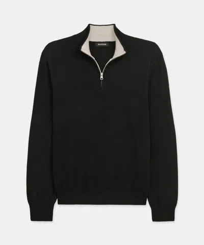 Naadam Signature Cashmere Color Blocked Quarter Zip In Black