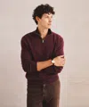 Naadam Signature Cashmere Color Blocked Quarter Zip In Burgundy