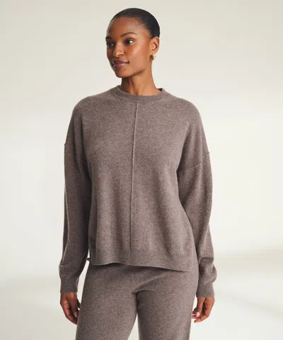Naadam Signature Cashmere Crewneck Sweater With Pintucks In Brown