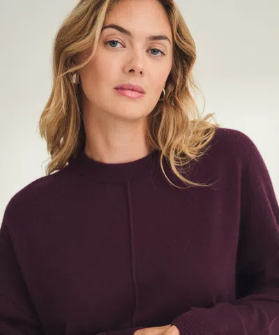 Naadam Signature Cashmere Crewneck Sweater With Pintucks In Burgundy