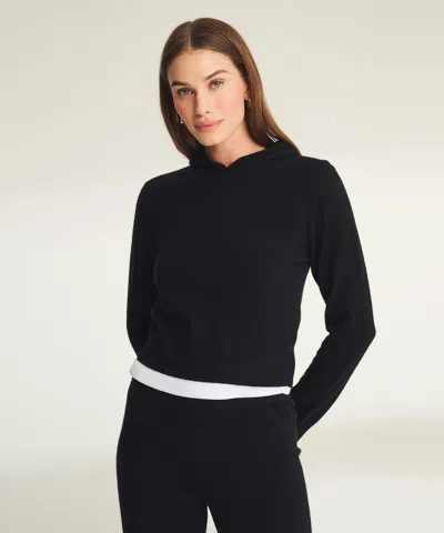 Naadam Signature Cashmere Cropped Hoodie In Black