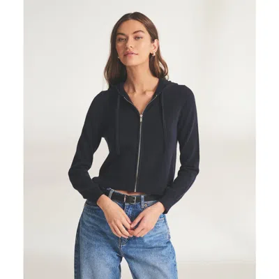 Naadam Signature Cashmere Cropped Zip Up Hoodie In Black