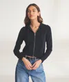 Naadam Signature Cashmere Cropped Zip Up Hoodie In Black