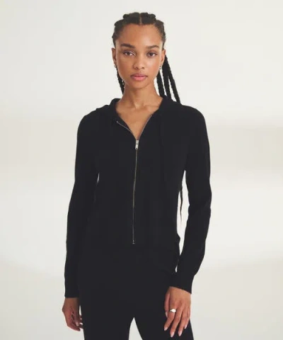 Naadam Signature Cashmere Cropped Zip Up Hoodie In Black