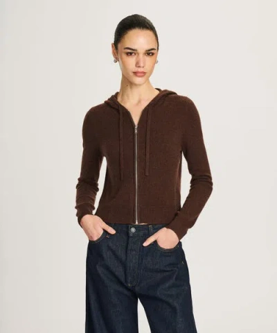 Naadam Signature Cashmere Cropped Zip Up Hoodie In Brown