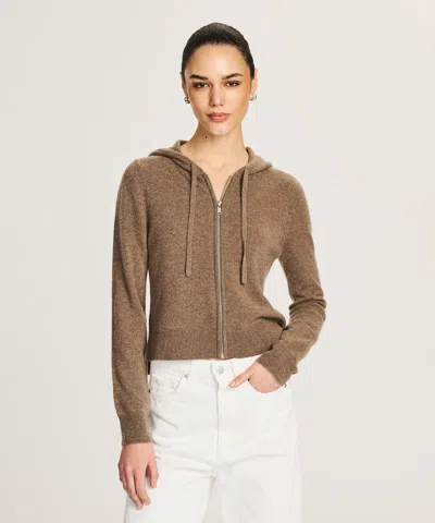 Naadam Signature Cashmere Cropped Zip Up Hoodie In Gray