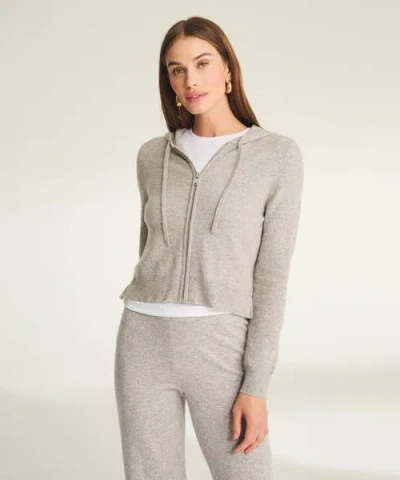 Naadam Signature Cashmere Cropped Zip Up Hoodie In Gray