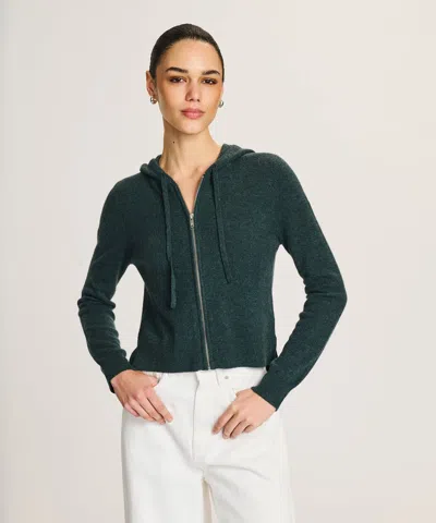 Naadam Signature Cashmere Cropped Zip Up Hoodie In Green