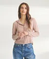 Naadam Signature Cashmere Cropped Zip Up Hoodie In Heathered Jade