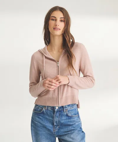 Naadam Signature Cashmere Cropped Zip Up Hoodie In Lilac