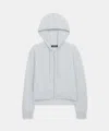 Naadam Signature Cashmere Cropped Zip Up Hoodie In Pale Blue Heather
