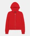 Naadam Signature Cashmere Cropped Zip Up Hoodie In Tomato Red