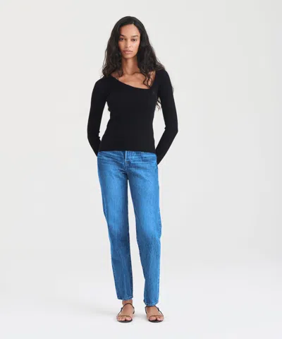 Naadam Signature Cashmere Fitted Asymmetrical Sweater In Black